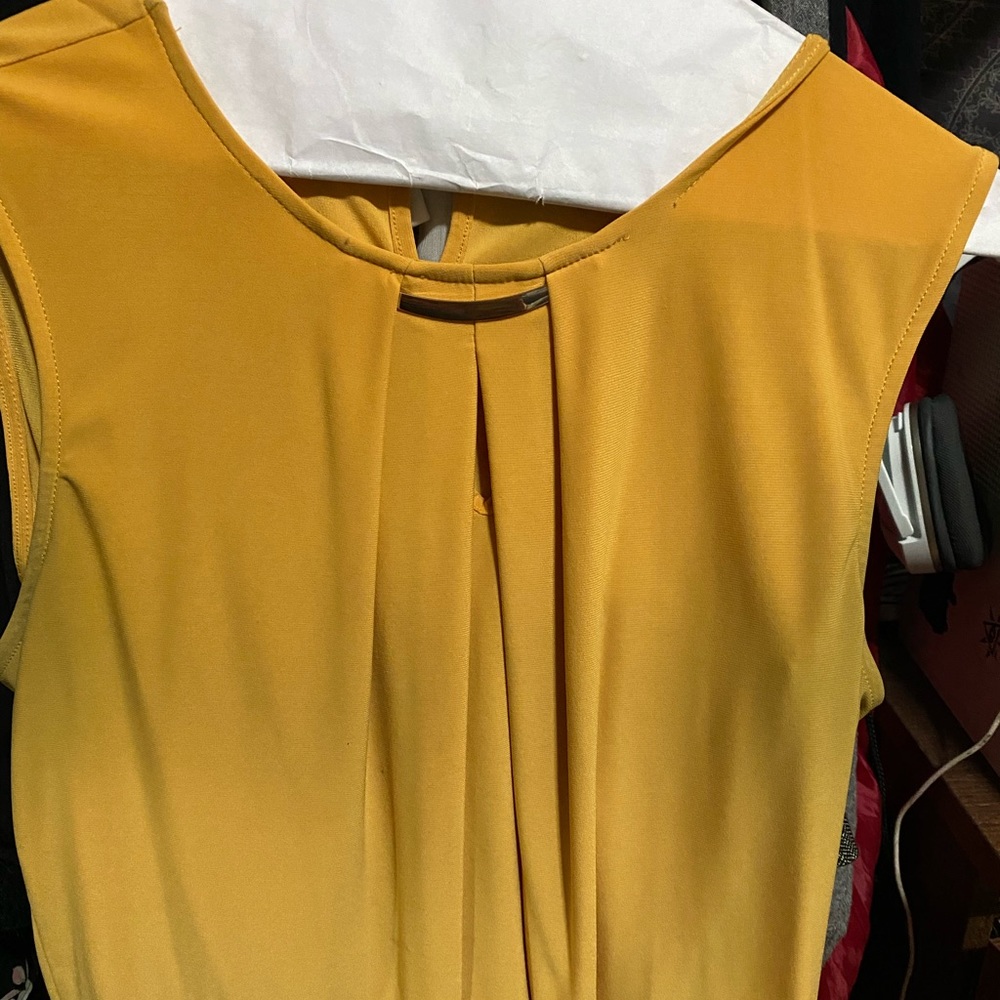 Sleeveless Mustard Top w/ Gold Accent